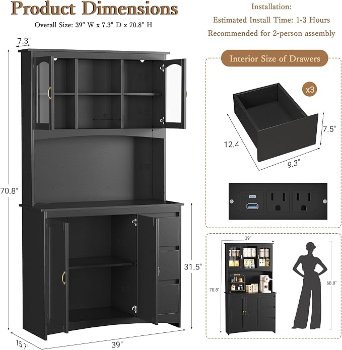 Garvee Kitchen Pantry Cabinet - Image 2