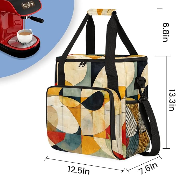 Abstract Coffee Maker Carring Bag, Large Insulated Storage Organizer Case Tote - Image 2