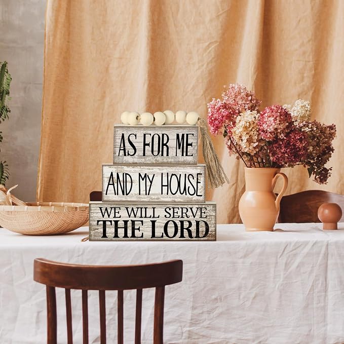 Yuntau 4 Pcs Farmhouse Christian Decor Farmhouse Bible Verse Tiered Tray Decor - Image 6