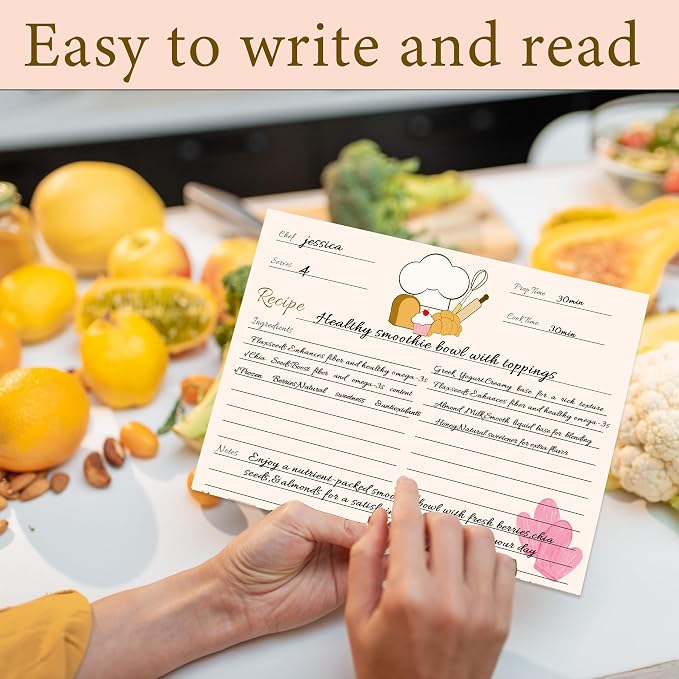 YOJO Recipe Cards, Double Sided Thick Cardstock, Recipe Index Cards - Image 4
