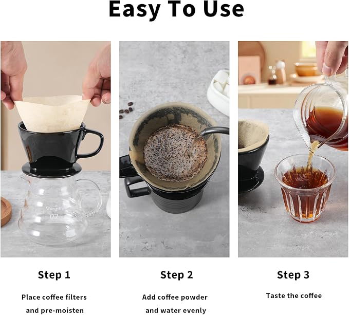 Mongdio Pour Over Coffee Maker, Ceramic Pour Over Dripper, Coffee Pour Over - Image 4