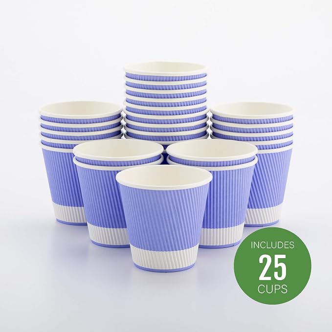 Restaurantware Ripple Wall Coffee Cups 25 Count 8 Ounce Insulated Light Purple - Image 2
