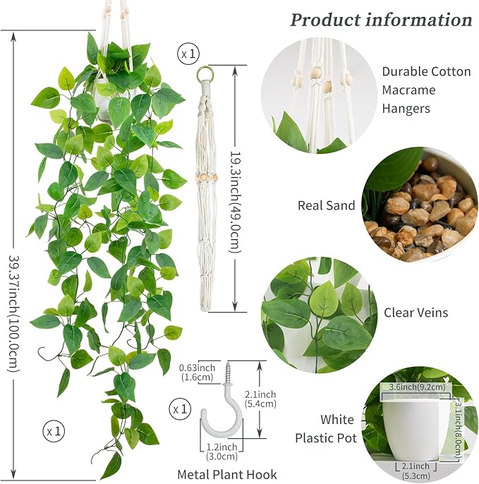 LOYWREE 1 Pack Artificial Hanging Plant Kit - Image 2