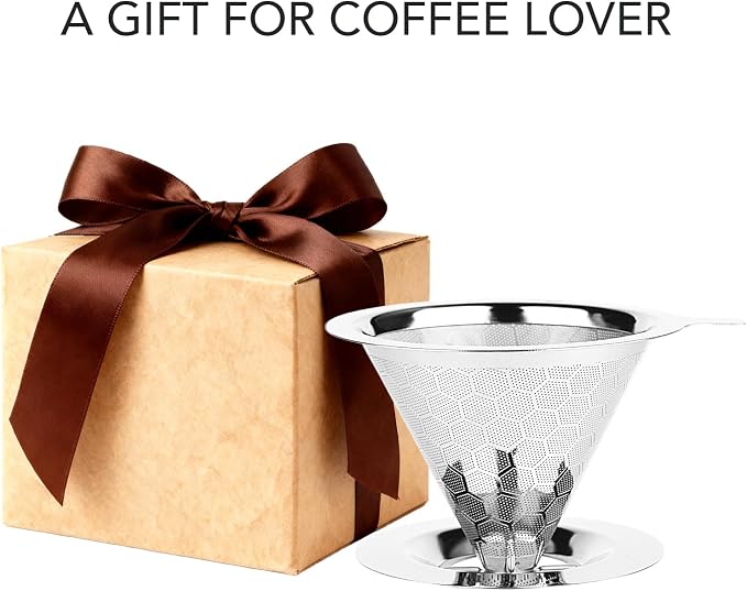 Pour Over Coffee Maker, Single Cup | Reusable Metal Coffee Filter, Stainless - Image 7