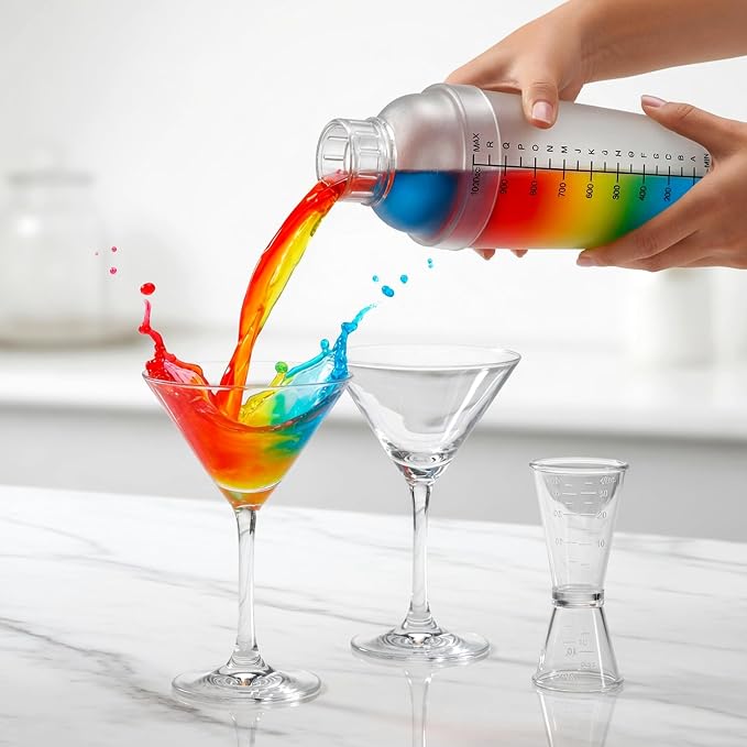 Homestia 2-Piece Plastic Cocktail Shaker Set, 1000ml Clear Boston Shaker - Image 6