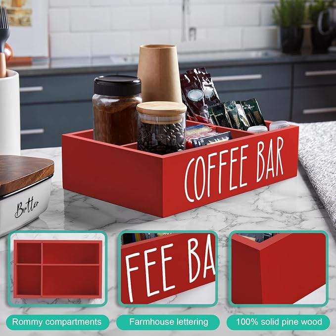 ALELION Red Coffee Station Organizer - Image 5