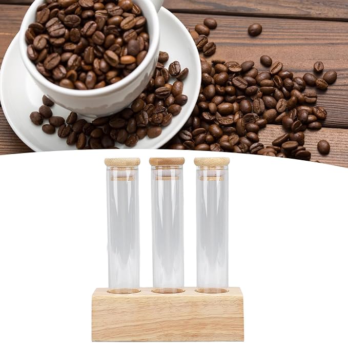 Asixxsix Coffee Bean Jars Canisters, Glass Tubes Single Dose Coffee Bean Storage - Image 7