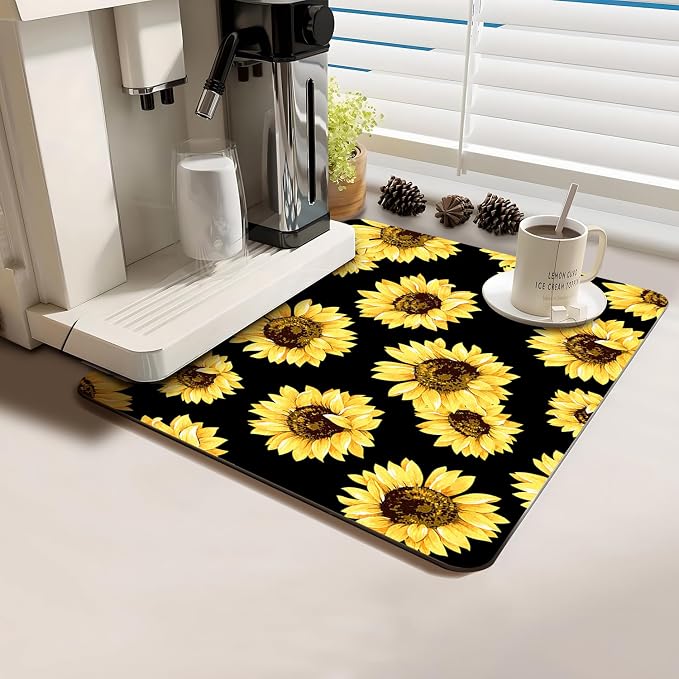 Coffee Bar Mat Rubber Dish Drying Mat by PtRug