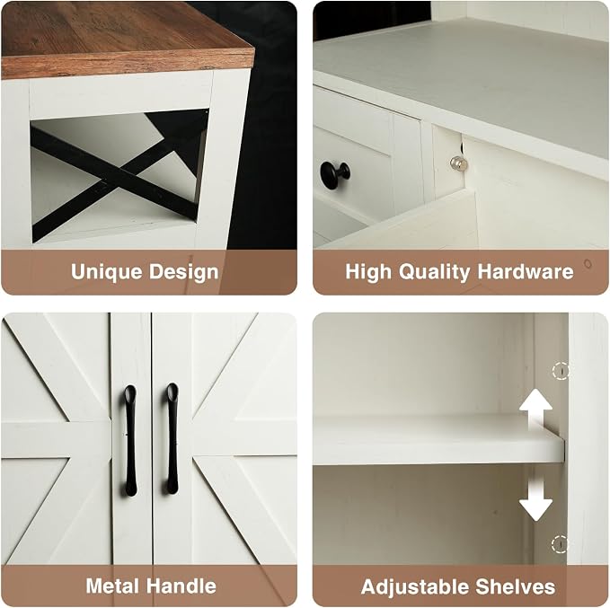 Befrases Farmhouse White Storage Cabinet - Image 6