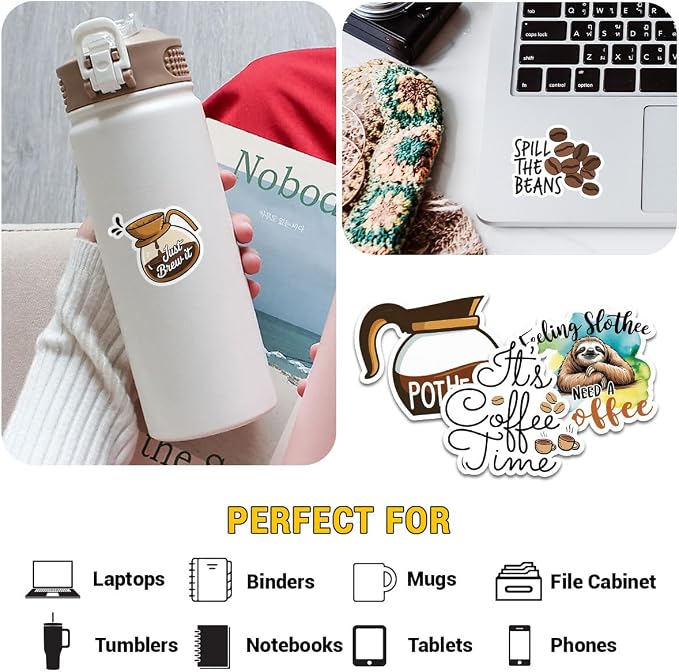 12pcs Coffee Stickers Pack for Caffeine Lovers, Baristas & Coffee Addicts – - Image 3