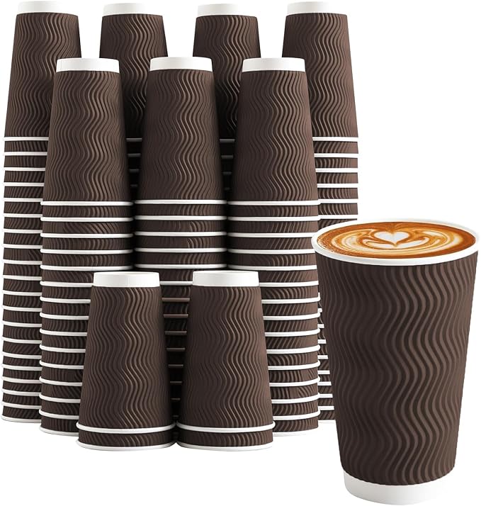 Clawsoff 90 Pack 16 oz Coffee Cups Disposable, Insulated Paper Coffee Cups by BuyNow