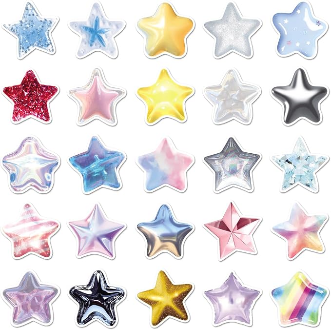 50Pcs Star Stickers, Waterproof Vinyl Holographic Star Stickers - Image 4