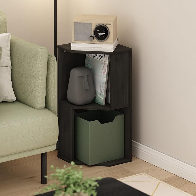 Furinno ECON Corner Shelf, 2-Tier Corner Book Shelf, Standing Storage Shelves by Furinno-FitsYourSpaceFitsYourBudget
