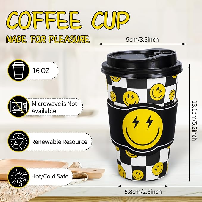 Whaline 50Pcs Smile Face Disposable Paper Cups - Image 2