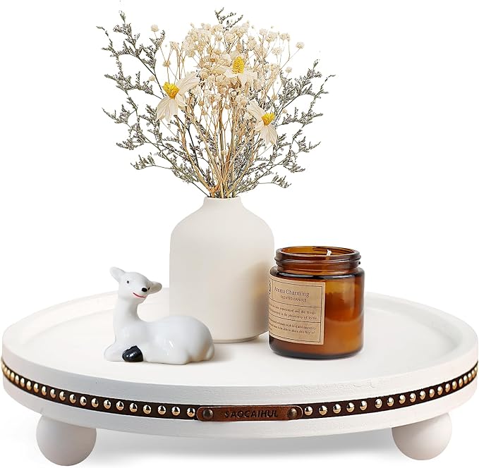 Farmhouse Decorative Round Tray, 11.81 Inch, Versatile Centerpiece Tray by Unknown