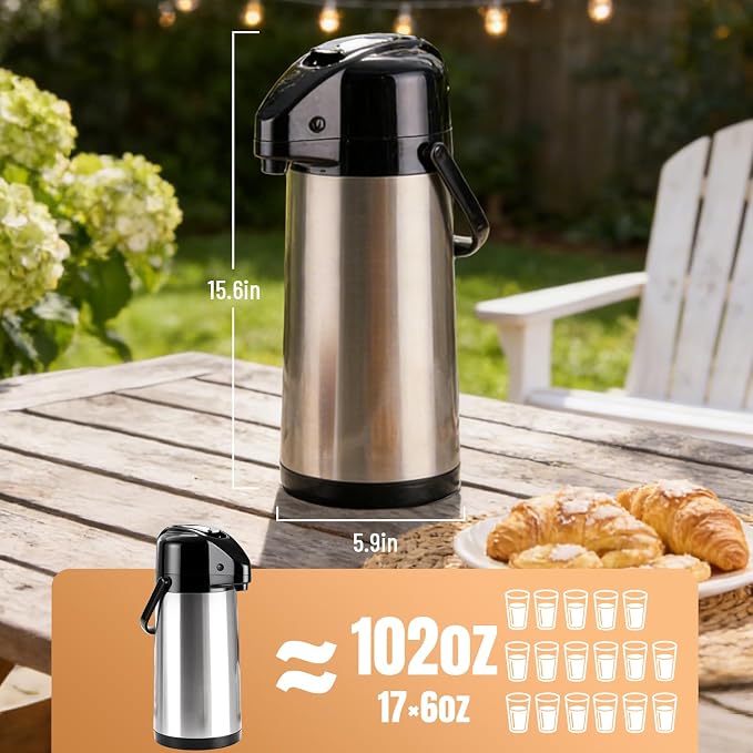 Upgraded Airpot Coffee Carafe - 84oz/2.5L Coffee Carafe - Image 2