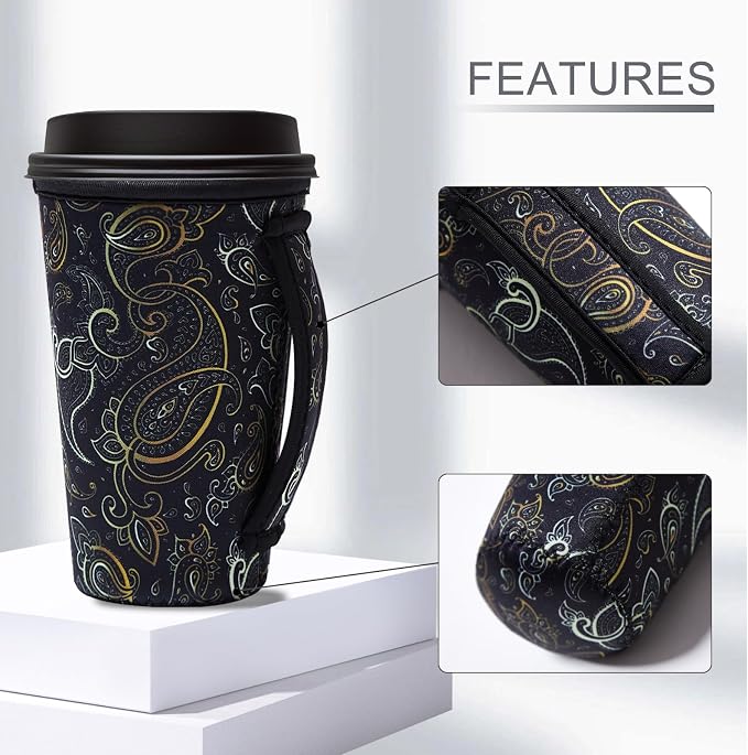 3 Piece Reusable Iced Coffee Sleeves Insulated Coffee Sleeves - Image 2