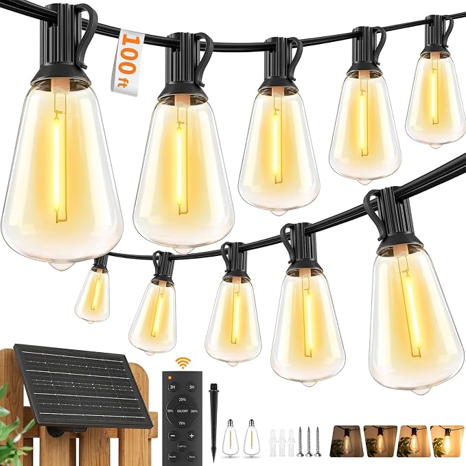 Hotsonic Solar Outdoor String Lights Waterproof, 100FT Remote Control LED by Unknown