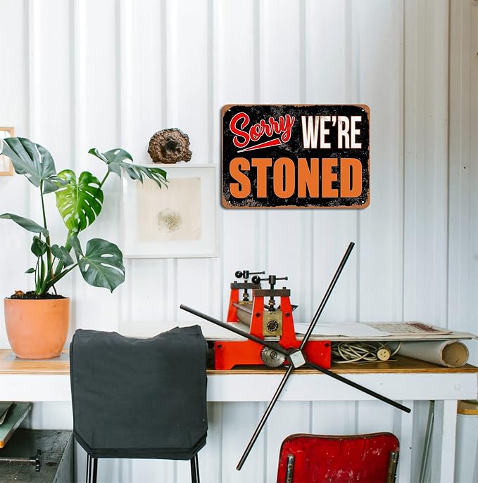 Funny Weed Ganja Decorations, Sorry We're Stoned Sign, Humor Man Cave Garage - Image 7