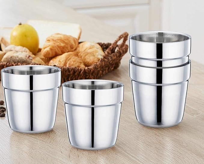 TeamFar Coffee Cup Espresso Cup Mug Set of 4, Double Wall Stainless Steel Tea - Image 2