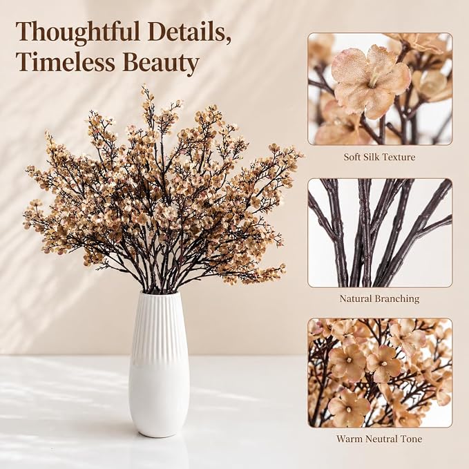 Mandy's 6 Bundles Artificial Light Brown Baby’s Breath Flowers | 18.5 Inch Silk - Image 4