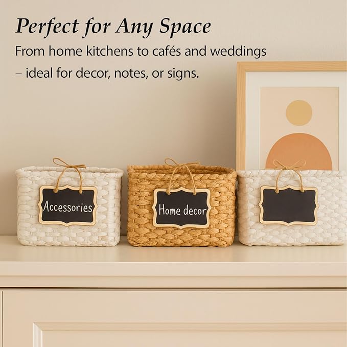 12-Pack Mini Hanging Wooden Chalkboard Labels – Small Reusable Blackboard Tags - Image 6