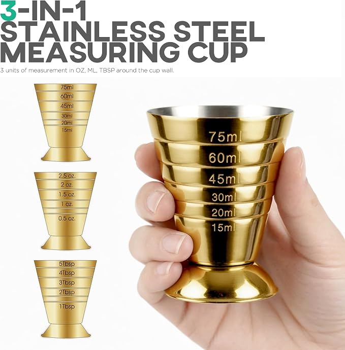 Homestia Gold Multi Unit Measuring Cup, Stainless Steel Bar Jigger - Image 4