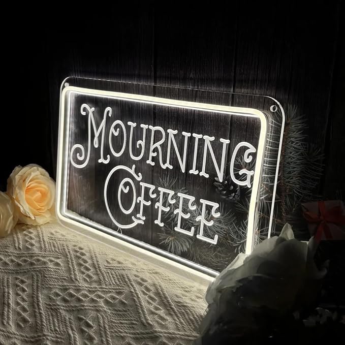 Mourning Coffee Neon Sign Gothic Coffee Bar Neon Light Dimmable LED Light Up - Image 4