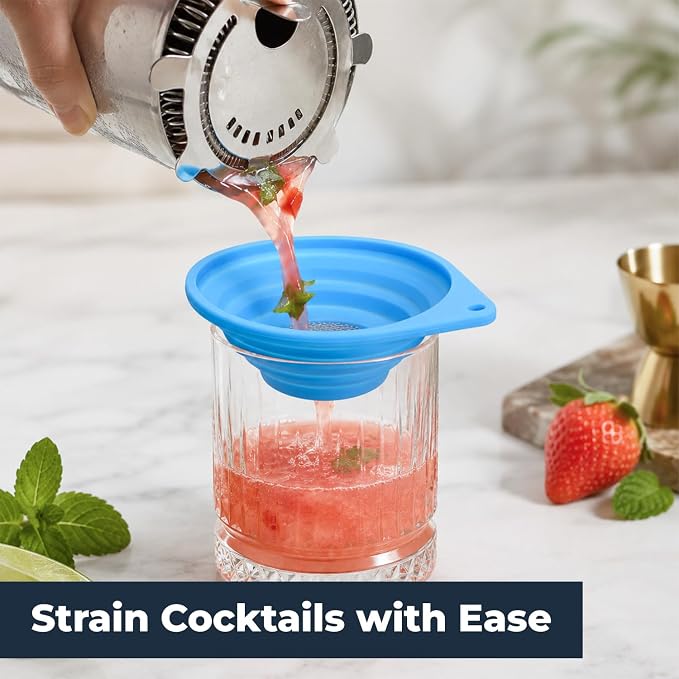 Vespara 2 Pack Collapsible Fine Mesh Strainer, 4 Inch Silicone Funnel - Image 2