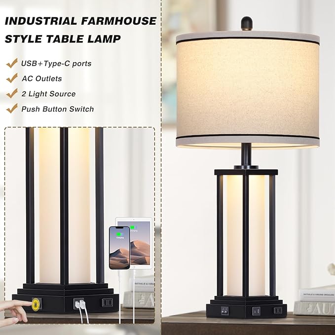 Cinkeda 27" Tall Vintage Table Lamp - Image 6