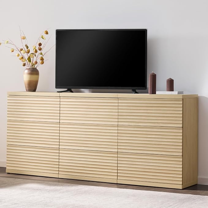 SICOTAS Buffet Cabinet with Storage, Fluted Accent Sideboard Modern Credenza - Image 2