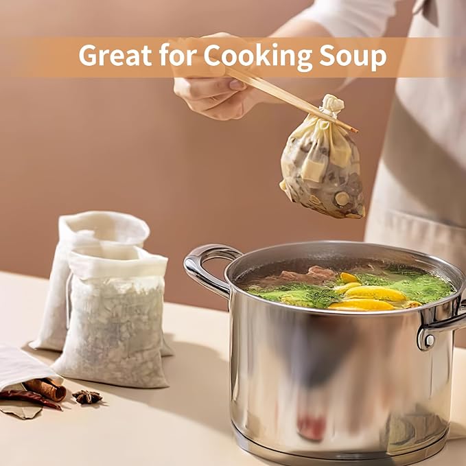 40 Pcs Empty Spice Bags for Cooking Soup, Reusable Tea Bags for Loose Tea - Image 7