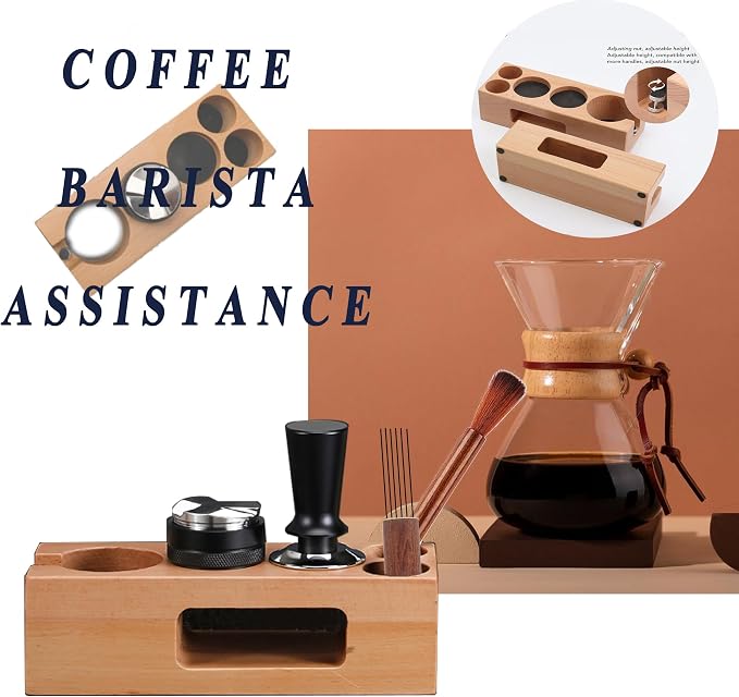 Espresso Accessories Kit 5-PCS Including 51mm Wooden Portafilter Station - Image 2