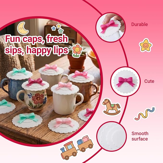 8 Pcs Silicone Cup Covers, Colorful Anti-Dust Coffee Cup Lid Covers - Image 3