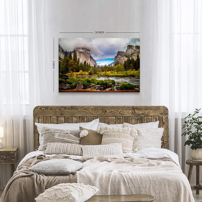 California Yosemite Wall Art Living Room Home Decoration, Panorama of National - Image 3