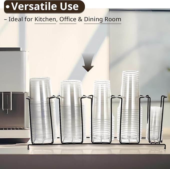 Maxdot 1 Pcs 5 Section Coffee Cup Organizers 23 x 5 x 8.5 Inch Wire Rack Coffee - Image 6