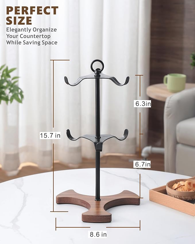 Mug Holder Tree for Countertop | 2-Tier Coffee Cup Stand & Rack Holds 6 Large - Image 7