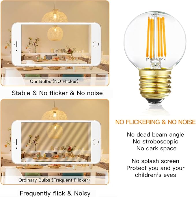 Dimmable G16.5 LED Bulbs, E26 Edison LED Light Bulbs, 6W Equal 60 Watt Light - Image 3