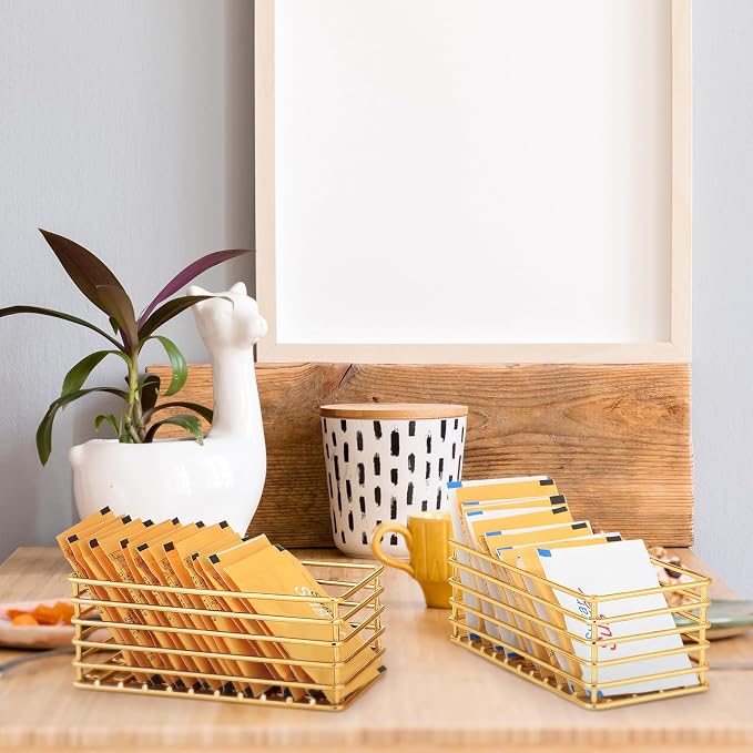 Oudain 2 Pcs Sugar Packet Basket Sugar Packet Rack Small Caddy Iron Organizer - Image 6