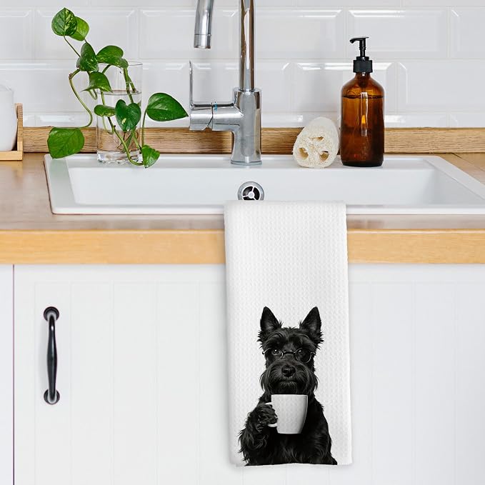 Funny Scottish Terrier Coffee Bar Kitchen Dish Towels, Scottish Terrier Gifts - Image 3