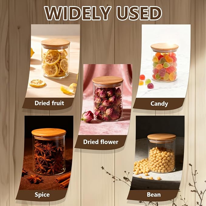 Pack of 2 6.7oz Clear Glass Food Storage Jar Tea Canister Containers - Image 4