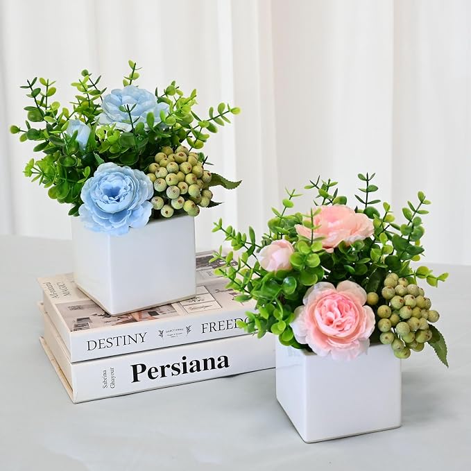 LADADA Artificial Blue Rose Potted Flowers - Image 2