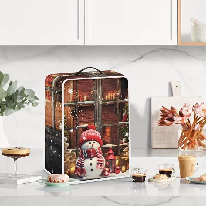 Snowman Christmas Coffee Maker Cover Lightweight Coffee Pot Dust Protection - Image 3