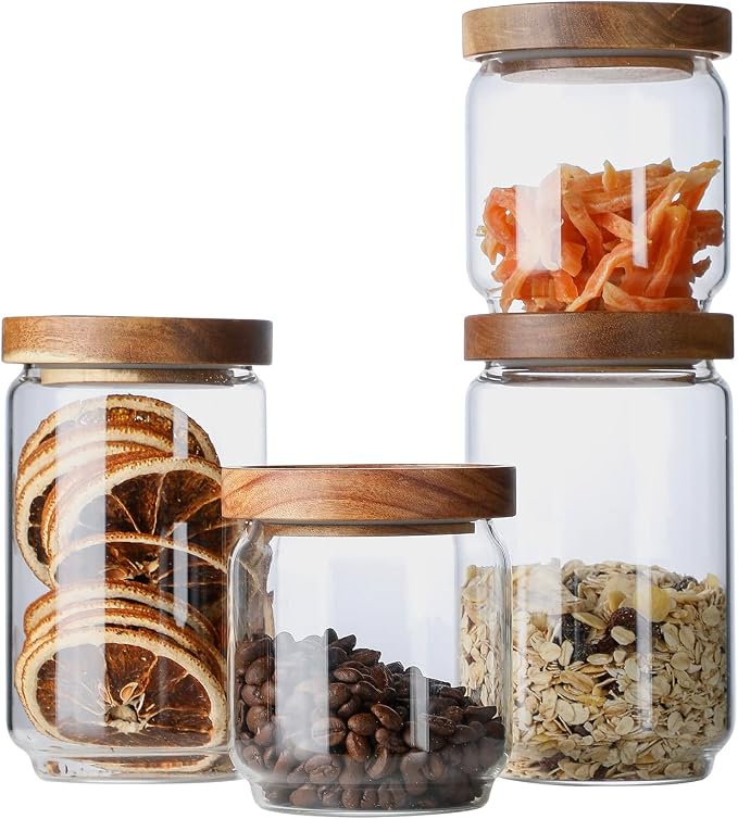 Glass Jar with Lid, Airtight Food Storage Containers Glass Set by BaoFull