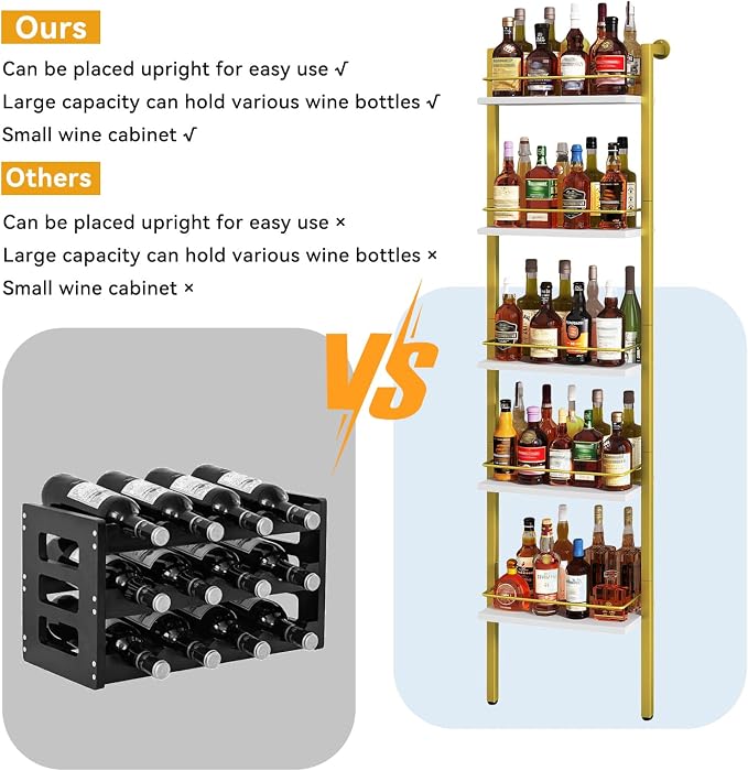 YMYNY 5-Tier Freestanding Wine Rack, UHWR001G | - Image 4