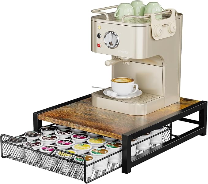 KLM Coffee Pod Holder for Keuring K-Cup, Rustic Brown Counter Storage Organizer by KLM