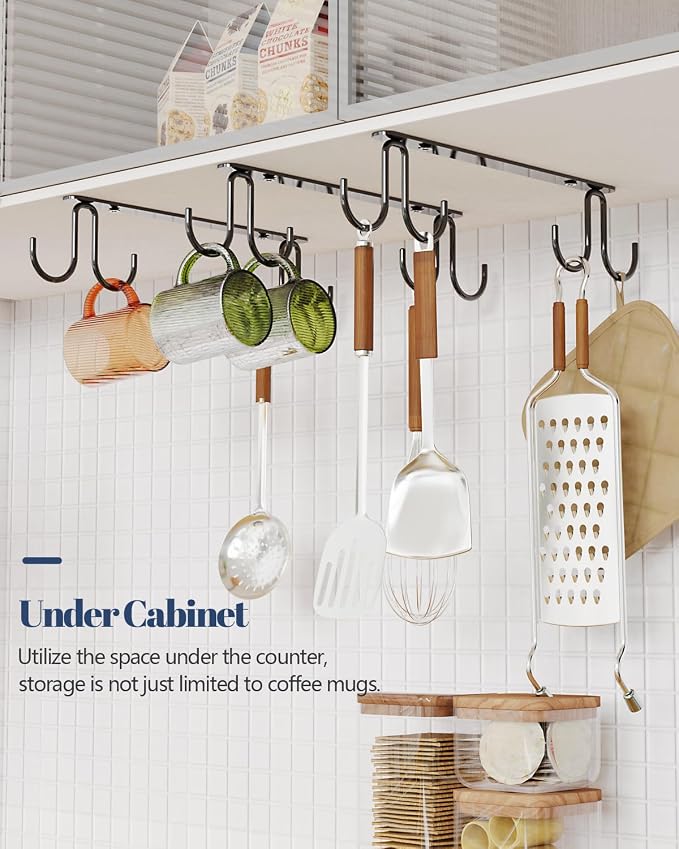 Luckinow Mug Hooks Under Cabinet 3 Pack, Metal Cup Hooks - Image 6