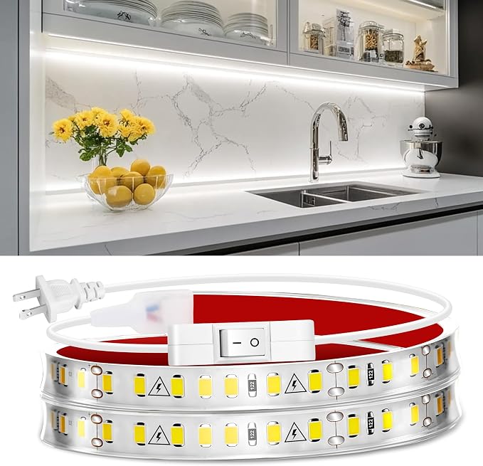 maylit Under Cabinet Strip Lighting Plug in 24in, Ultra Bright Small LED Light by maylit
