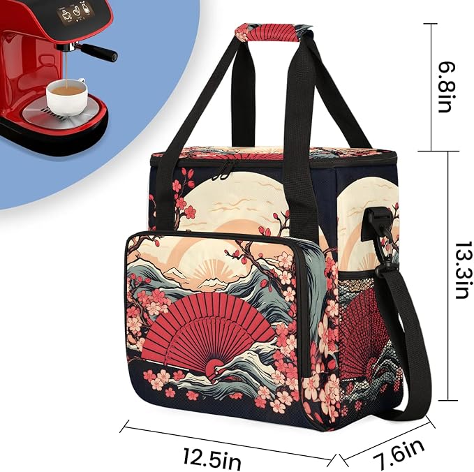Japanese Style Coffee Maker Carring Bag, Large Insulated Storage Organizer Case - Image 2