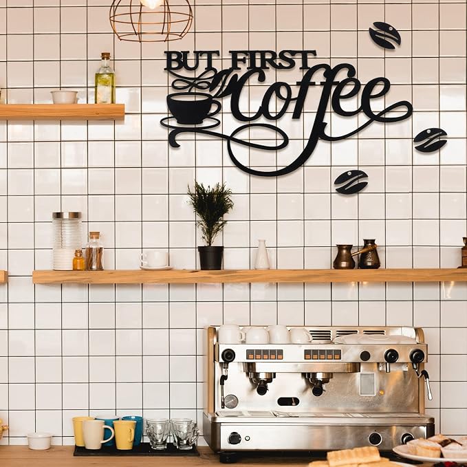 Ferraycle Coffee Bar Decor Metal Rustic Sign Hanging Wall Art - Image 7